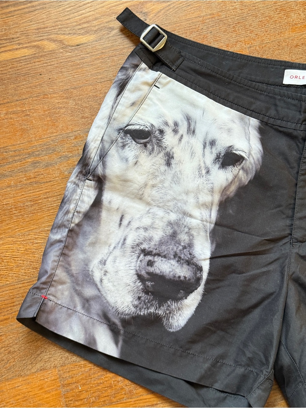 Orlebar Brown Black Swim Shorts with Dog Face Print - Picture 3 of 8